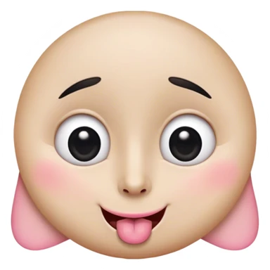 Base Shape: Start with a wide, round shape and flatten the bottom slightly to form the character's head or body.
Eyes: Add two big oval eyes with tiny black pupils, positioned symmetrically on the upper half of the base shape.
Eyebrows: Draw thin, raised eyebrows above the eyes to give a playful or excited expression.
Nose: Place a small triangular nose in the center, directly between the eyes.
Mouth: Give him a big smile with a tongue sticking out to one side (e.g., the right side for consistency).
Cheeks: Add pink blush on both cheeks, using small circular or oval shapes below the eyes.
Optional Shadow: Include a faint shadow under him for extra depth, such as a subtle oval beneath the base shape. sticker