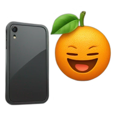 orange with phone in hand sticker