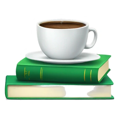 stack of green books with coffee sticker