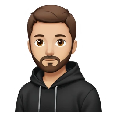 Homme avec des cheveux courts et marrons avec un sweat noir et une petite barbe avec peut de poile  sticker