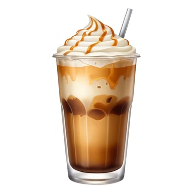 A iced coffee latte with caramel and cream sticker