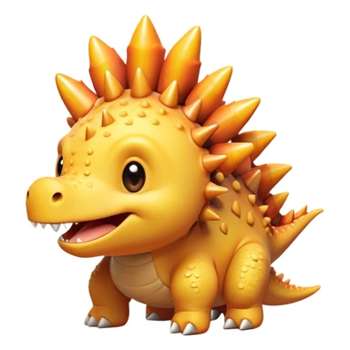 Cinematic Cute Stegosaurus Portrait Emoji, Head tilted playfully with a cheeky grin, featuring a charming, low-profile body with iconic, rounded bony plates and a spiky tail, a small head with sparkling, curious eyes, Simplified yet irresistibly adorable features, highly detailed, glowing with a warm, inviting earthy glow, high shine, affectionate and spirited, stylized with a touch of whimsical prehistoric charm, soft glowing outline, capturing the essence of a mischievous yet endearing Stegosaurus that seems as if it could waddle out of the screen into your arms! sticker