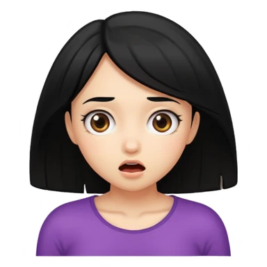 A girl with black hair surprised bending over sticker