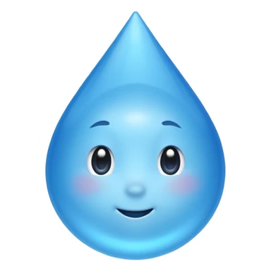 A single water droplet emoji, glossy and smooth, cartoonish, vibrant blue color, high detail, simple and cute design, without facial features, isolated on white background, centered compositio

 sticker