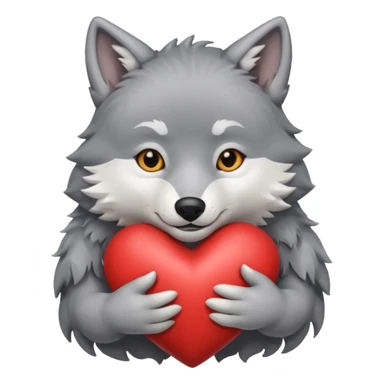 wolf hug heart sticker