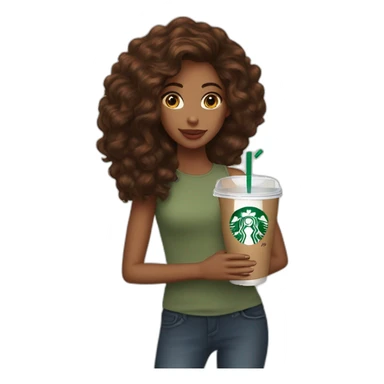 Starbucks cup cold drink with brown girl brown hair with Luis vittuon Bag sticker