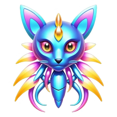  Epic legendary warm-colored sunny rare glowing mechanical sparkly transparent bioluminescent luminescent vibrant bright pastel dark exotic iridescent colorful gradients futuristic modern metallic glossy glittery fantasy-cyber-Fakémon-Vernid-creature sticker