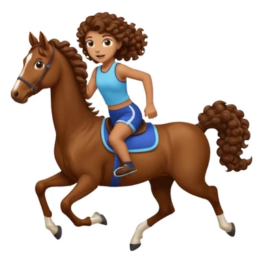  curly tailhorse brown hair girl running sticker