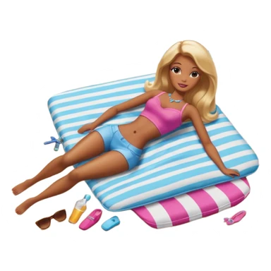 Brown skin blonde hair barbie in laying on beach  sticker