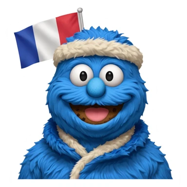 cookie monster bust, with french flag, only one flag,  sticker