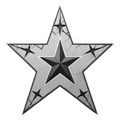 Minimalist emoji-style sticker of a cracked Walk of Fame star with a faint claw mark coming from below, grayscale and ash tones


 sticker