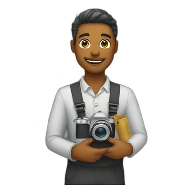 seller in a shop holding a camera sticker