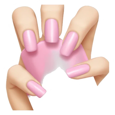 Light pink nails holding nail polish sticker