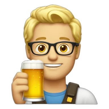Blonde-Man-with-glasses-Drinking-beer sticker