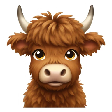 brown fluffy baby highland cow sticker