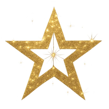 Remove the background from the image, keep the star sparkling, luxurious and bold with a strong presence. sticker