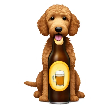 toasting beer bottle brown golden doodle sticker