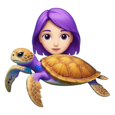 Purple girl Sea turtle in the ocean sticker