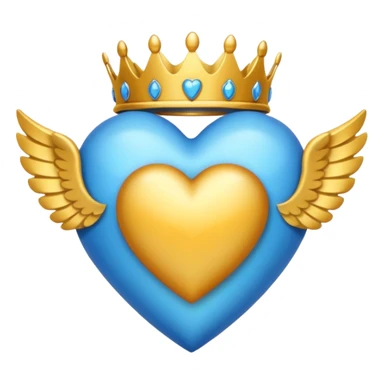 Un emoji de corazón azul con alas y una corona sticker