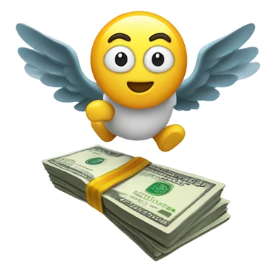 Money with wings flying away sticker