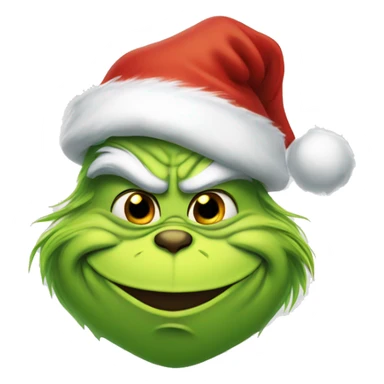 Grinch wearing a Santa hat and smiling  sticker