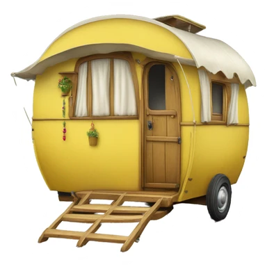 Realistic yellow vintage round gypsy caravan wagon camper sticker