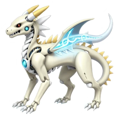 futuristic Skeleton-Cyborg-Reshiram-Manectric-Electrike-Salandit-Cubone-Umbreon-Marowak-Draco-Fakémon-hybrid-creature (full body), 4 legs sticker