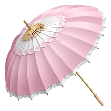 A beautiful pretty cute pastel pink and white umbrella-parasol with sakura patterns and white frills sticker
