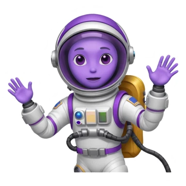 Purple alien floating with jetpack, white Astronaut sticker