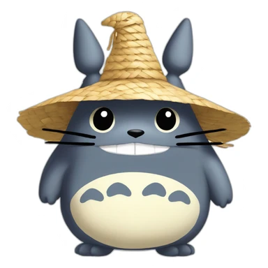 Totoro avec un chapeau de paille sticker