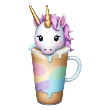 Unicorn drinking ice latte sticker