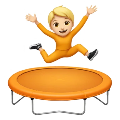 an emoji jumping on a orange trampoline sticker