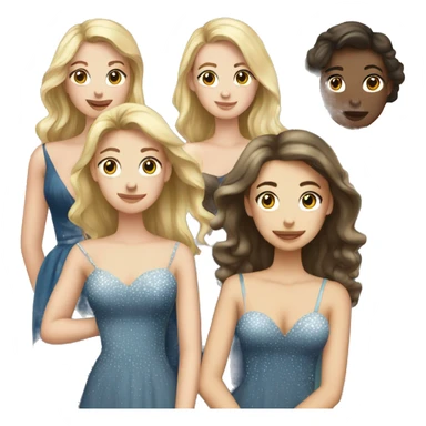 a group of white girls in prom dresses sticker