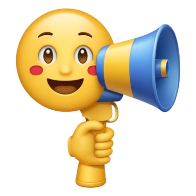 Colorful emoji with a megaphone, sale tag, and social media icon, advertising style. sticker