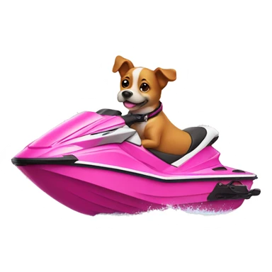 dog on pink jetski sticker