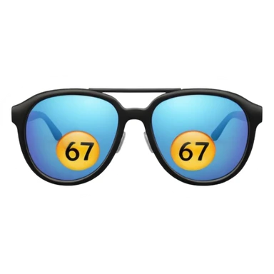 Sunglasses with the number 67 on them sticker