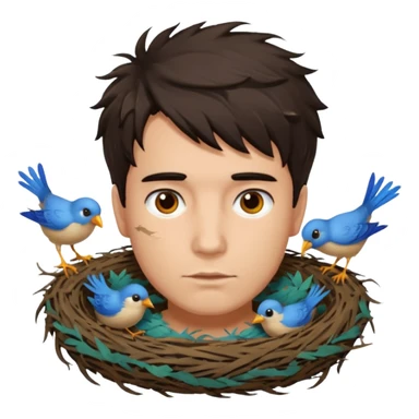 Man who has a Birds Nest haircut sticker