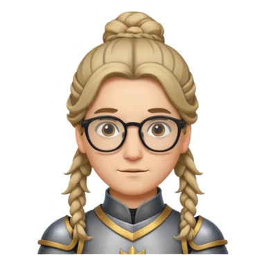 knight's with glasses with long boarder & hair bun hair sticker