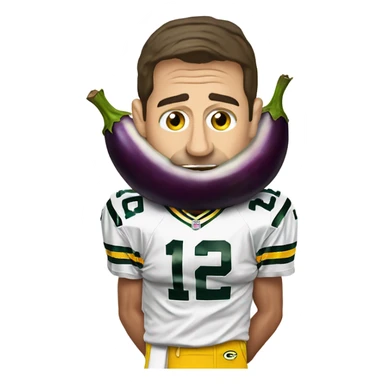 Aaron Rodgers holding an eggplant above his head sticker