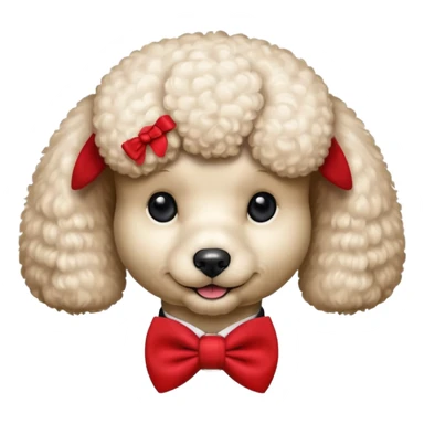 Poodle with red bow tie, half body sticker