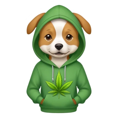 Dog wearing weed hoody sticker