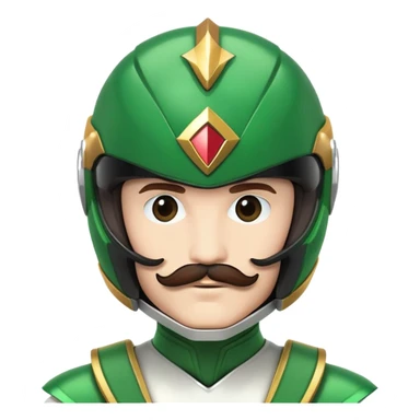 White version of the green power ranger with a brown mustache, green helmet sticker