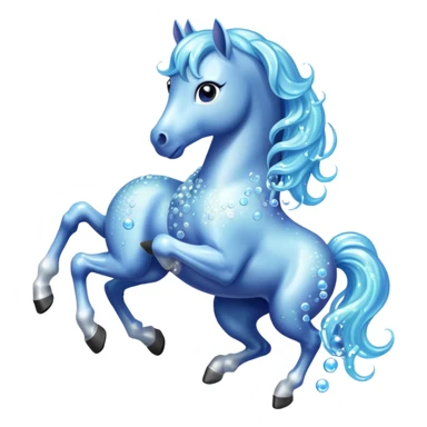 A magical horse made entirely of transparent bubbles and water, with a flowing mane of small bubbles sticker
