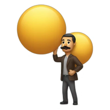 Man with mustache strenuously carrying heavy balls sticker