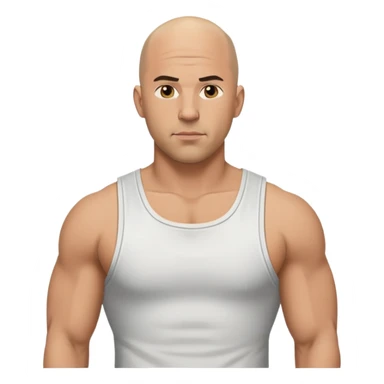 Dominic Toretto from Fast and Furious with bald head and muscle shirt sticker