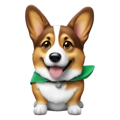 a corgi with a dubai chocolate with green filling inside sticker