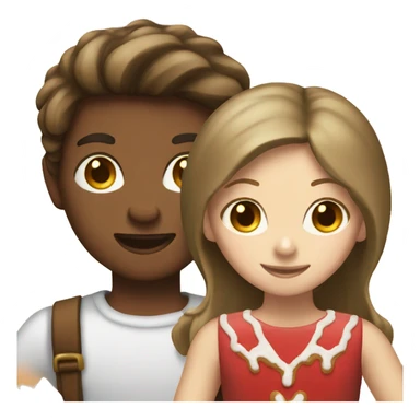 Blonde boy and brunette girl making gingerbread sticker