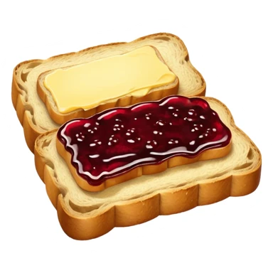 make a 2 slice of bread with butter and jam on top of it with not face sticker