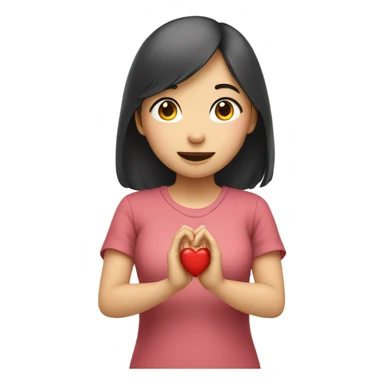 Asian girl giving heart sign with hands sticker