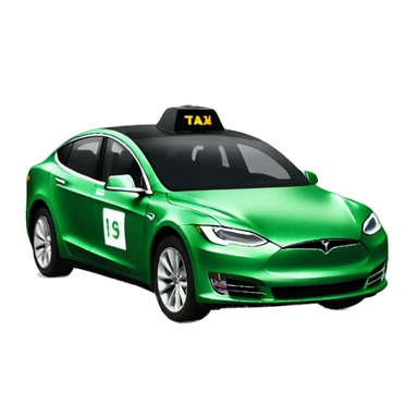 green tesla taxi car sticker